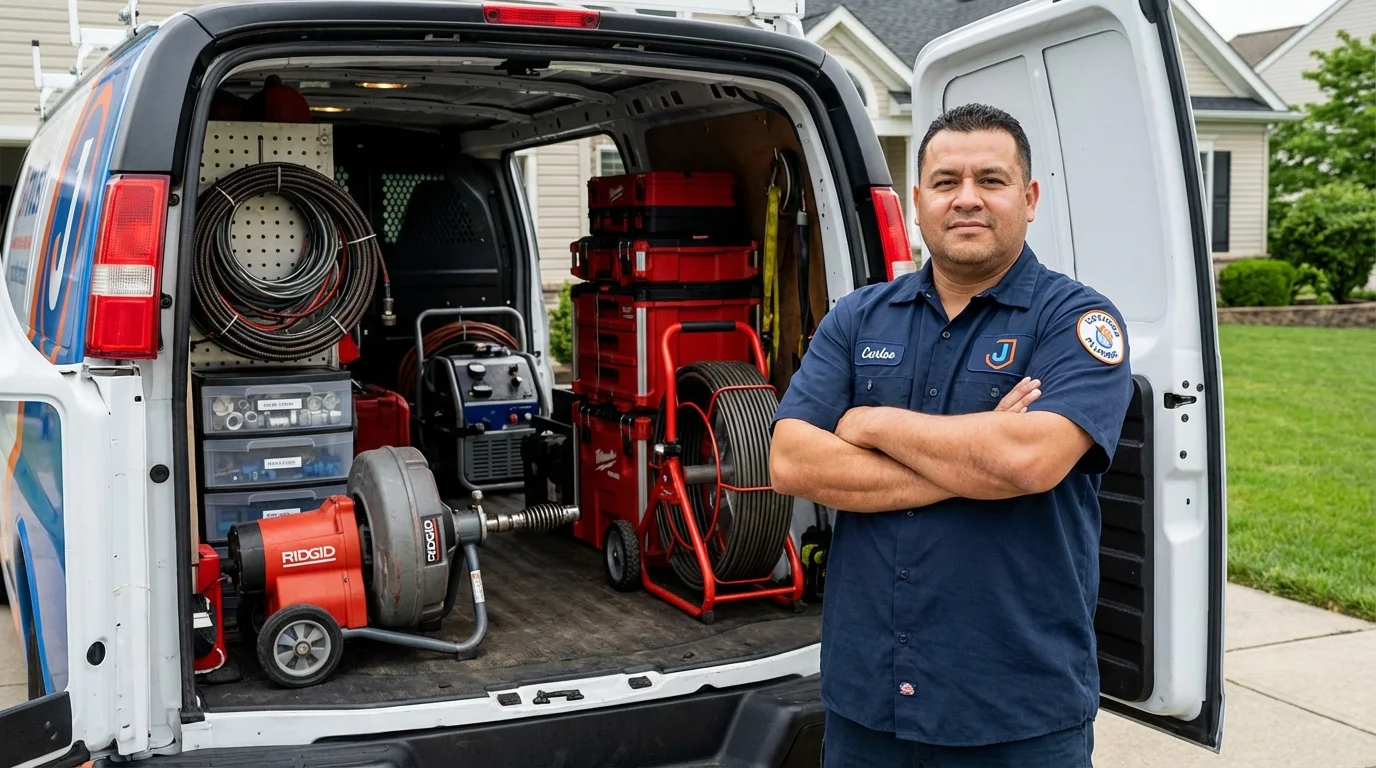 Professional drain cleaning equipment and Johns Plumbing LLC plumber in Newkirk